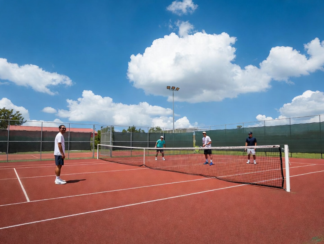 Tennis court with players