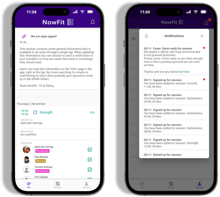Info Page Notifications